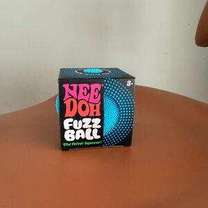 Nee Doh Fuzz Ball Velvet Squeeze Toy - Bright Blue